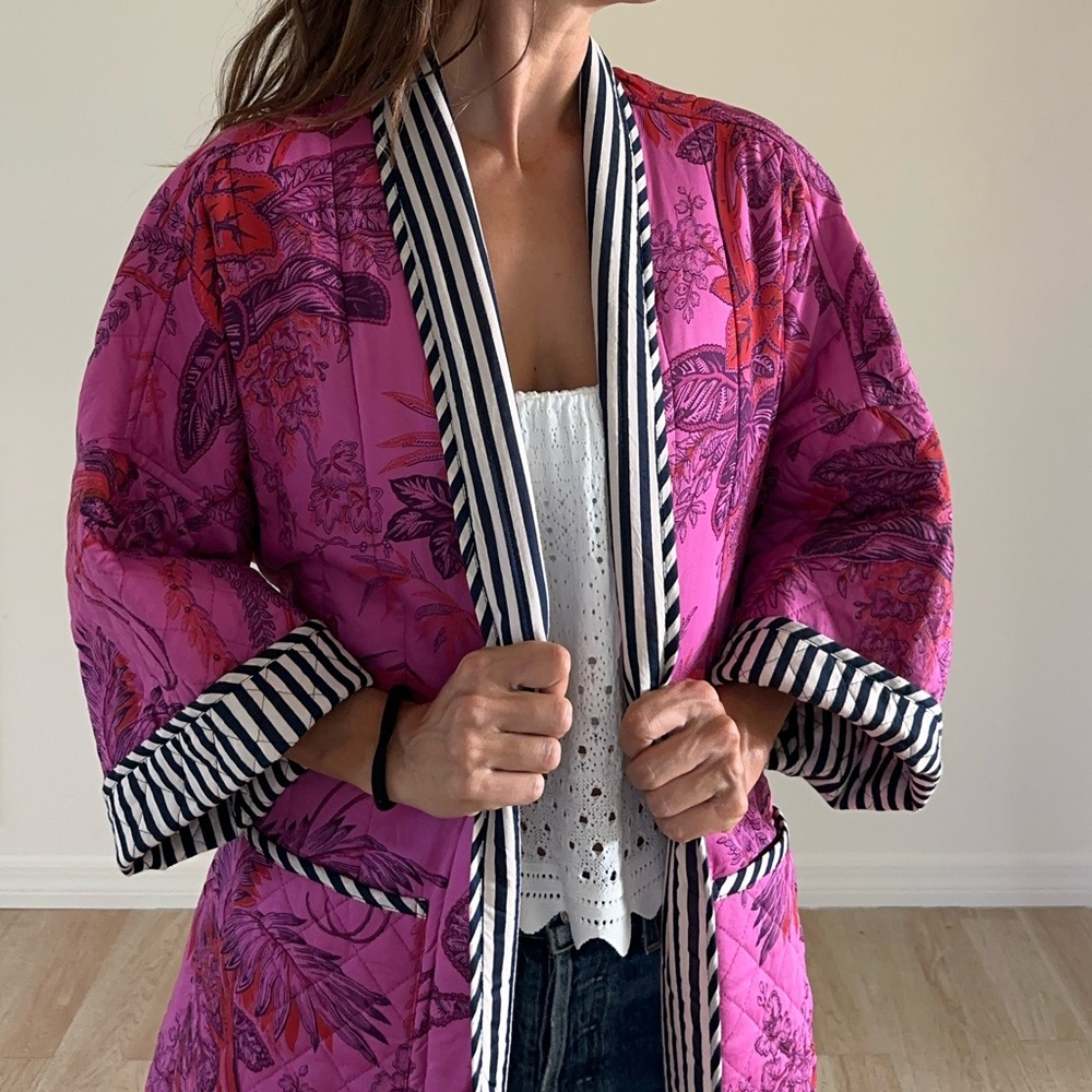 Anthropologie Mixed Pattern Robe - Picture 4 of 7